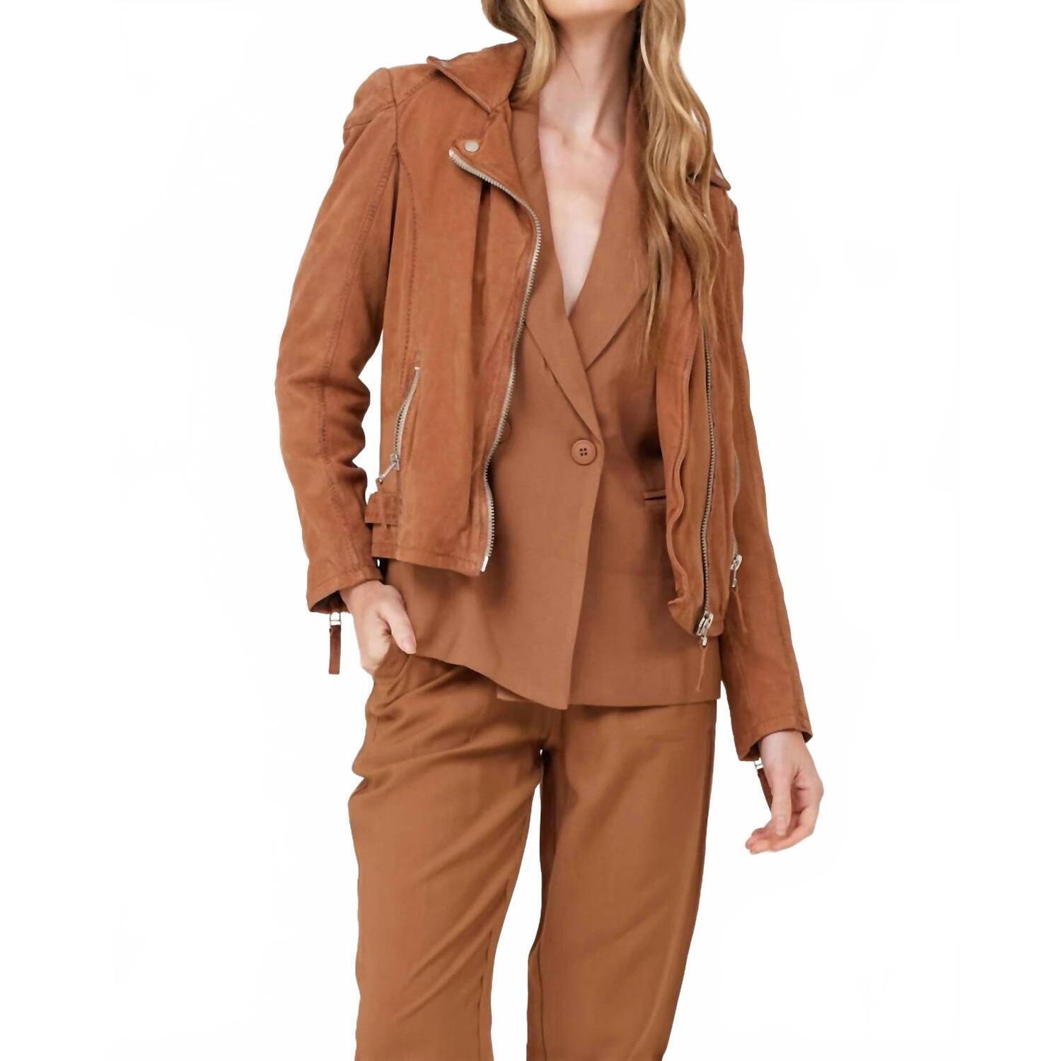 New Mauritius Karyn Leather Jacket In Cognac